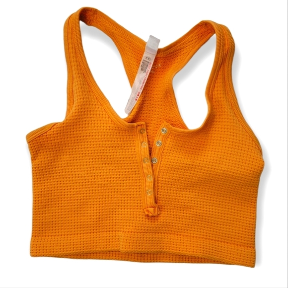 Urban Outfitters Crop Thermal Tank X Small/Small Golden Yellow Racerback - Picture 1 of 5
